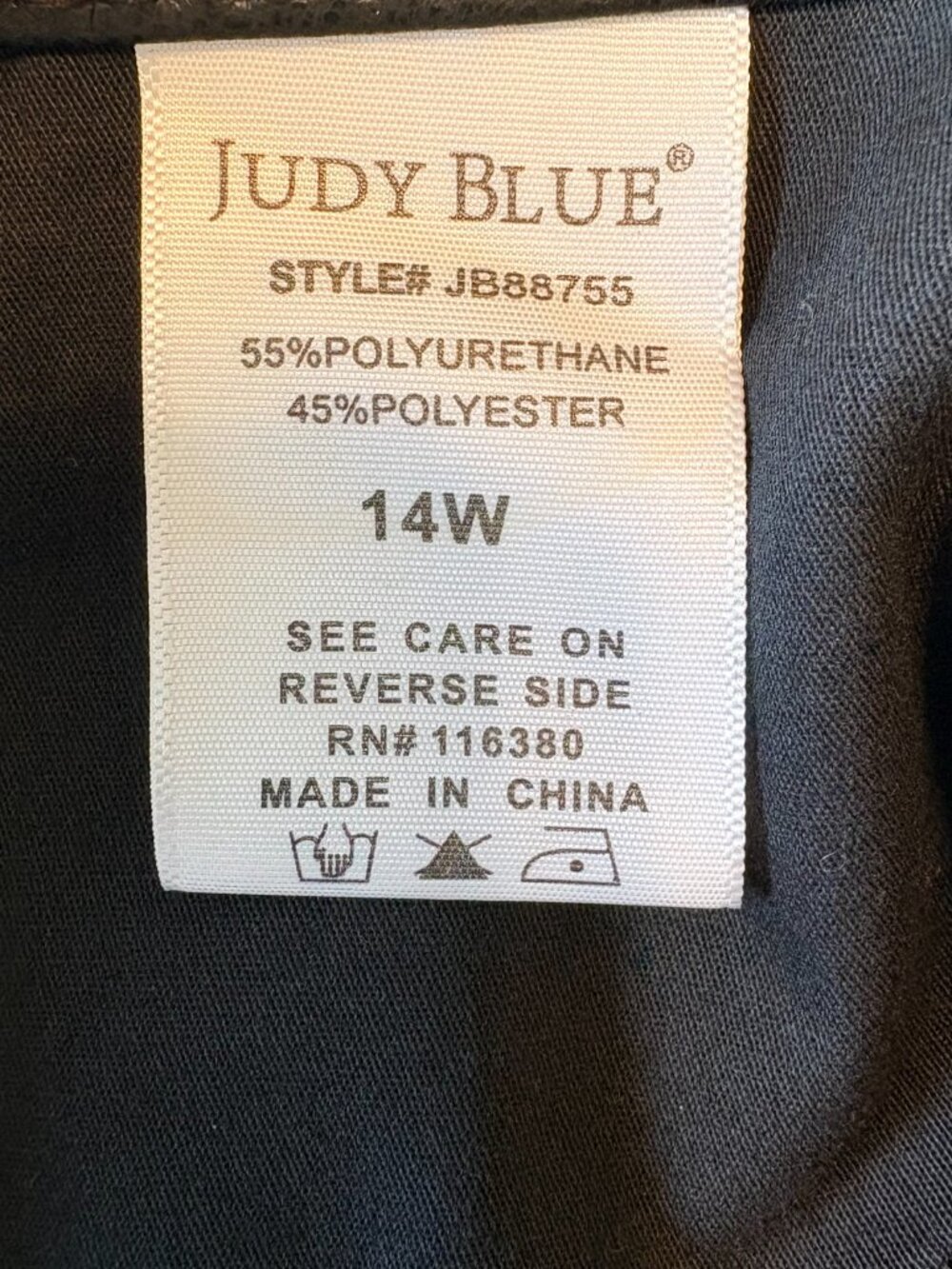 Judy Blue Black Faux Leather Tummy Control Straight Leg Pants 14W JB88755 EUC - Picture 7 of 8